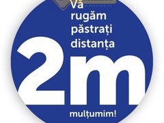 Semn albastru pentru pastrarea distantei de doi metri